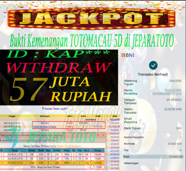 HASIL BUKTI JP TOTOMACAU 5D MEMBER JEPARATOTO