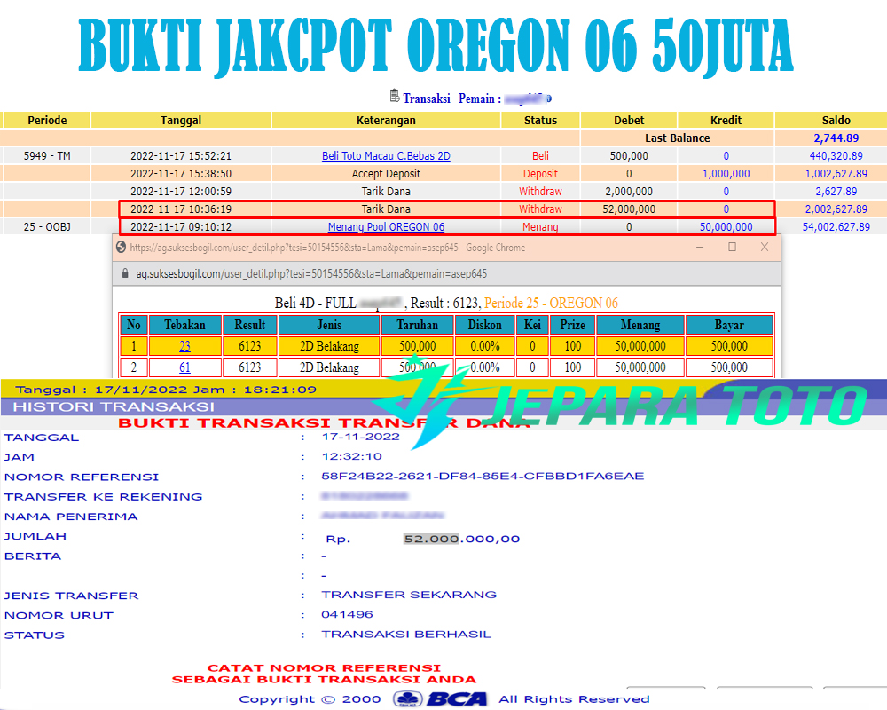 HASIL BUKTI JP OREGON06 MEMBER JEPARATOTO