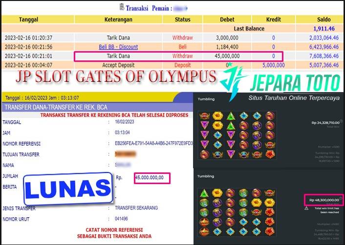 HASIL BUKTI JP SLOT GATES of OLYMPUS MEMBER JEPARATOTO