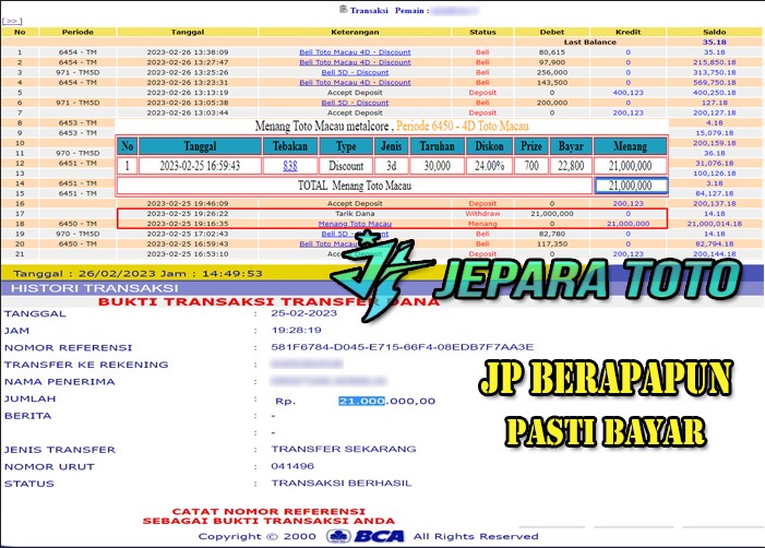 HASIL BUKTI JP TOGEL  TOTO MACAU MEMBER JEPARATOTO