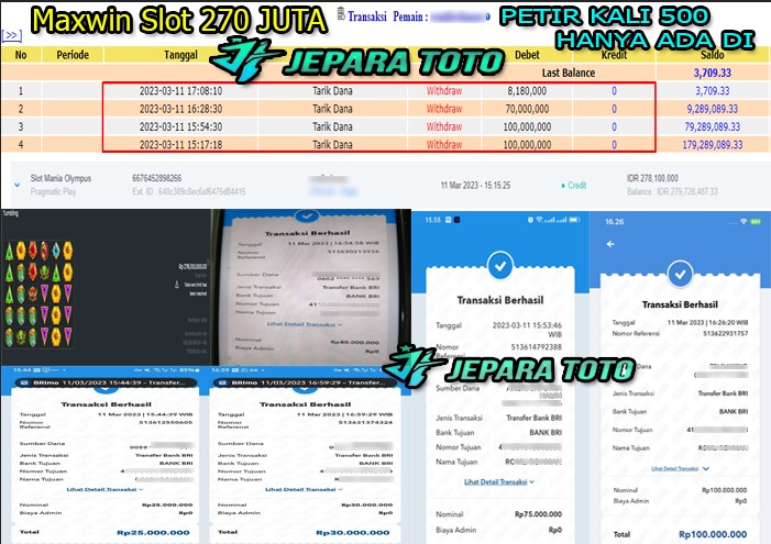 HASIL BUKTI JP SLOT GATES OF OLYMPUS MEMBER JEPARATOTO { 270 JUTA }