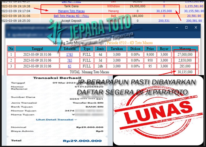 HASIL BUKTI JP TOGEL MEMBER JEPARATOTO PASARAN TOTO MACAU