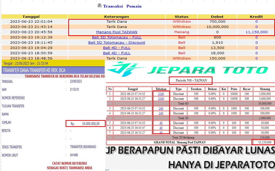 HASIL BUKTI JP TOGEL TAIWAN MEMBER JEPARATOTO