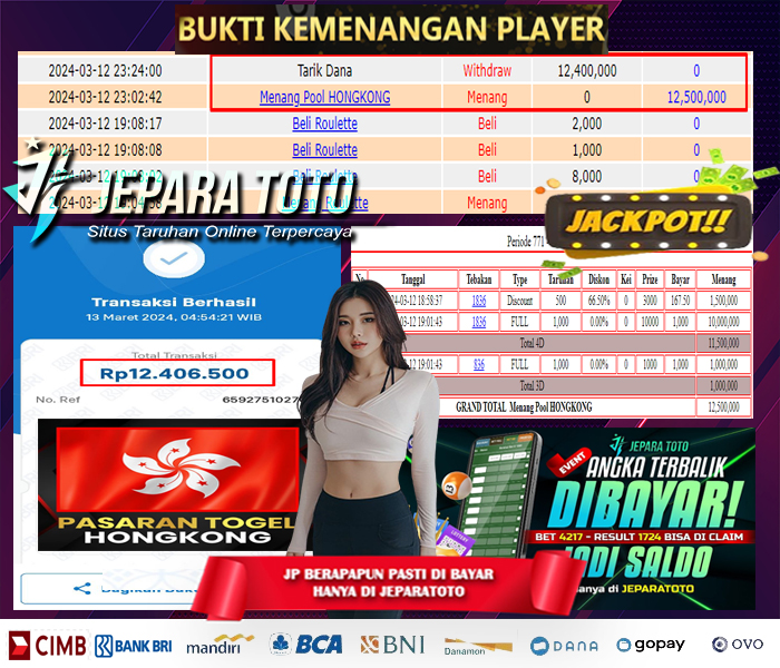 BUKTI KEMENANGAN TOGEL HONGKONG POOLS MEMBER JEPARATOTO