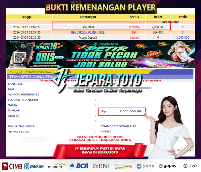 BUKTI KEMENANGAN SLOT OLIMPUS MEMBER JEPARATOTO