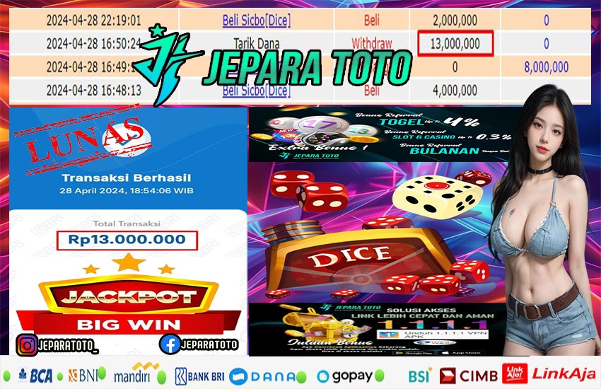 BUKTI KEMENANGAN LIVE GAME SICBO DICE MEMBER JEPARATOTO