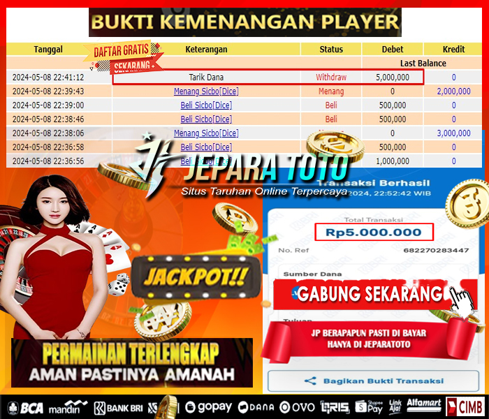 BUKTI KEMENANGAN LIVE GAME SICBO DICE MEMBER JEPARATOTO