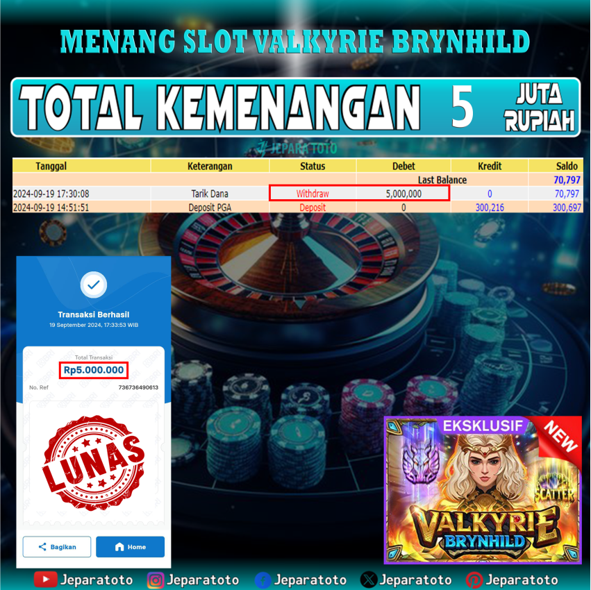 BUKTI KEMENANGAN SLOT VALKRIE BRYNHILD MEMBER JEPARATOTO