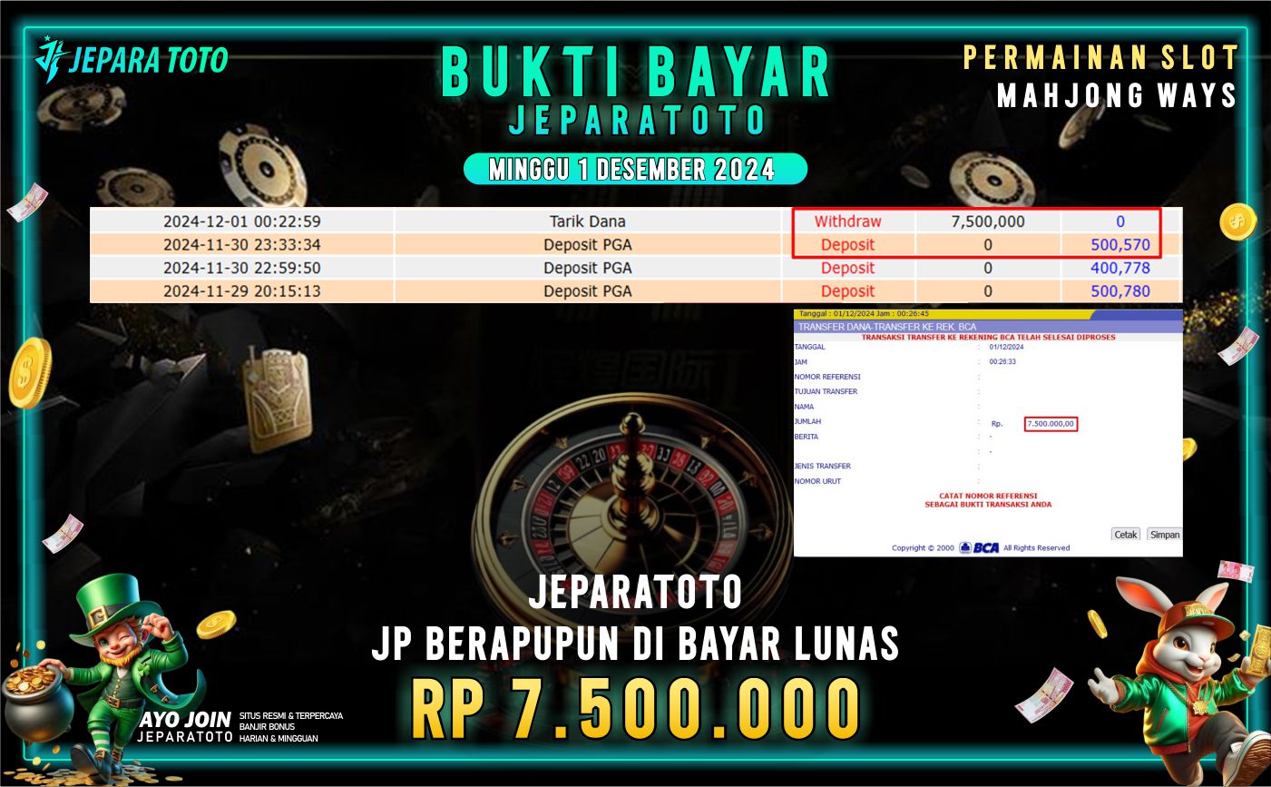 BUKTI KEMENANGAN SLOT MAHJONG WAYS MEMBER JEPARATOTO