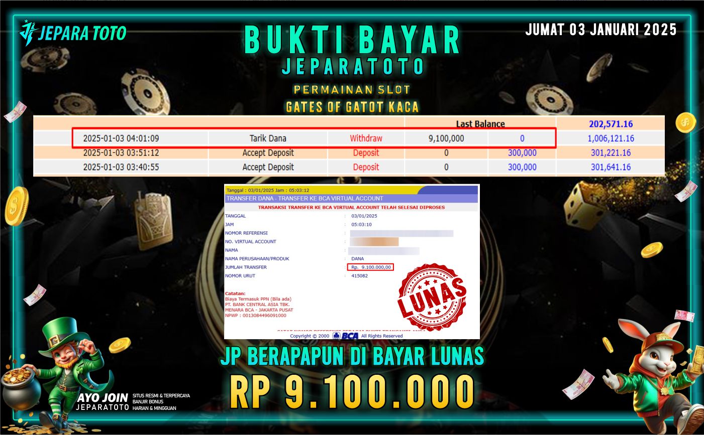 BUKTI KEMENANGAN SLOT GATES OF GATOT KACA MEMBER JEPARATOTO