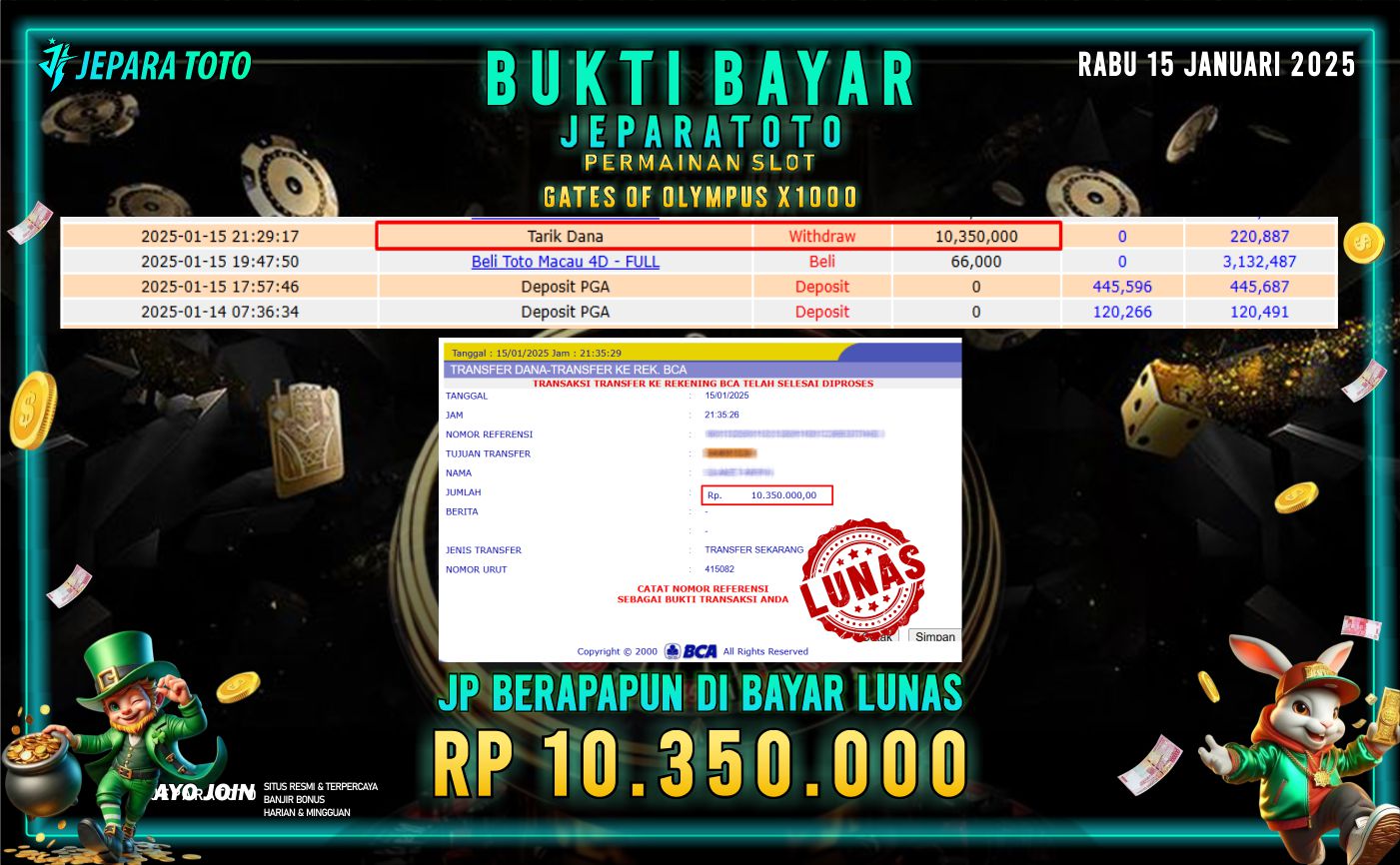 BUKTI KEMENANGAN SLOT GATES OF OLYMPUS X1000 MEMBER JEPARATOTO