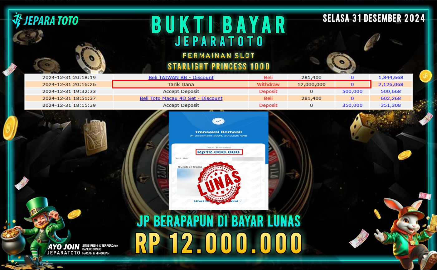 BUKTI KEMENANGAN SLOT STARLIGHT PRINCESS 1000 MEMBER JEPARATOTO