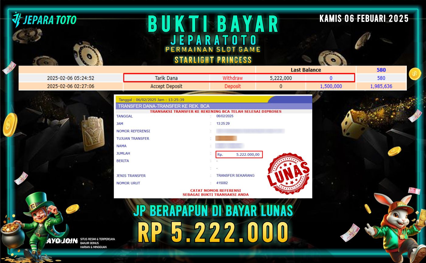 BUKTI KEMENANGAN SLOT STARLIGHT PRINCESS MEMBER JEPARATOTO