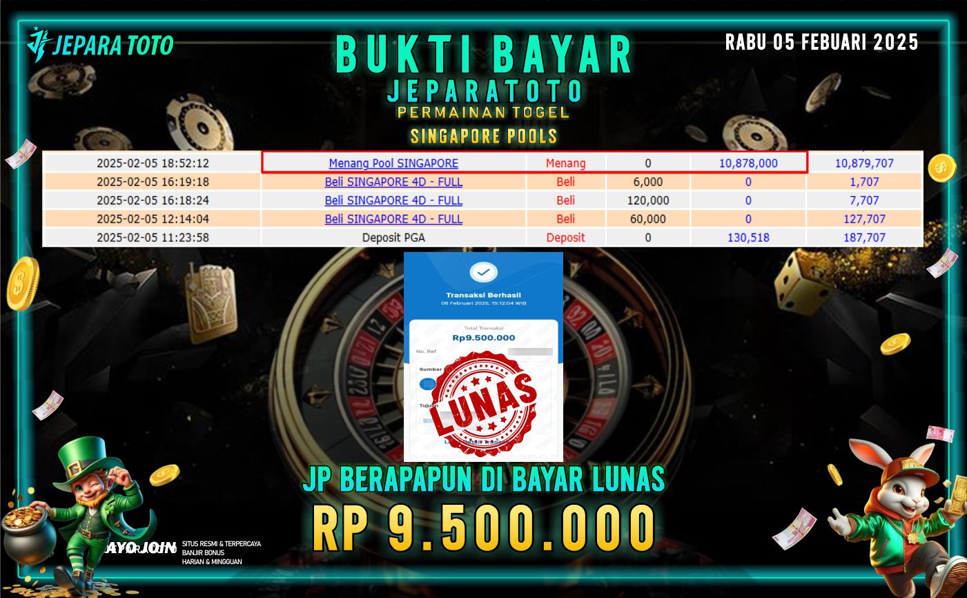 BUKTI KEMENANGAN TOGEL SINGAPORE POOLS MEMBER JEPARATOTO