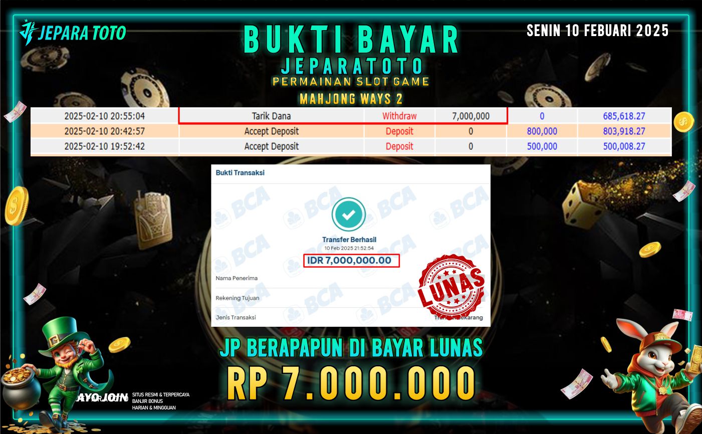 BUKTI KEMENANGAN SLOT MAHJONG WAYS 2 MEMBER JEPARATOTO