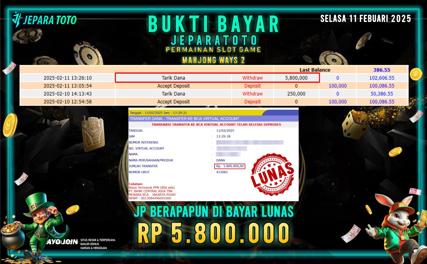 BUKTI KEMENANGAN SLOT MAHJONG WAYS 2 MEMBER JEPARATOTO