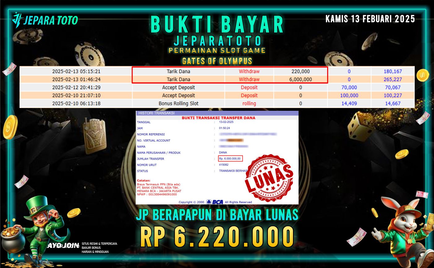 BUKTI KEMENANGAN SLOT GATES OF OLYMPUS MEMBER JEPARATOTO