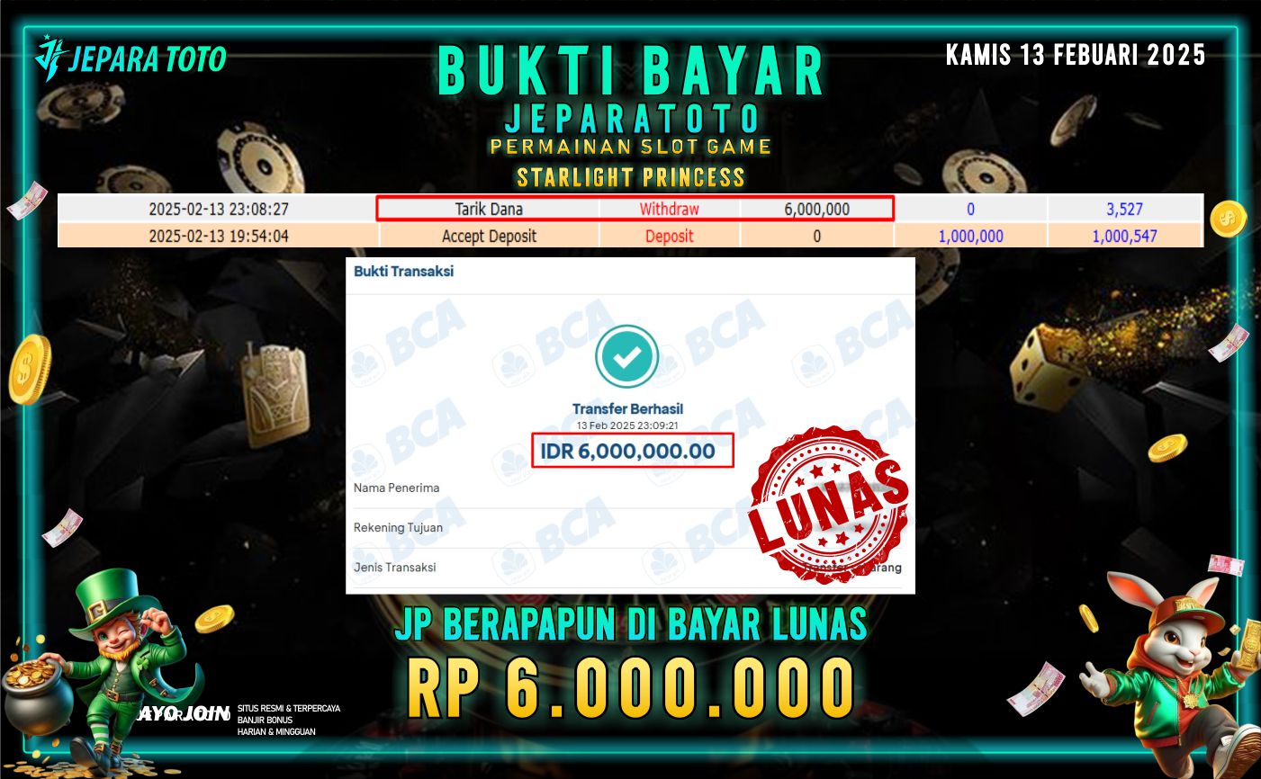 BUKTI KEMENANGAN SLOT STARLIGHT PRINCESS MEMBER JEPARATOTO