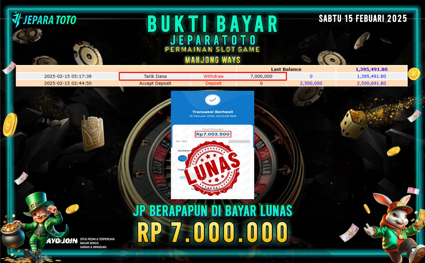 BUKTI KEMENANGAN SLOT MAHJONG WAYS MEMBER JEPARATOTO