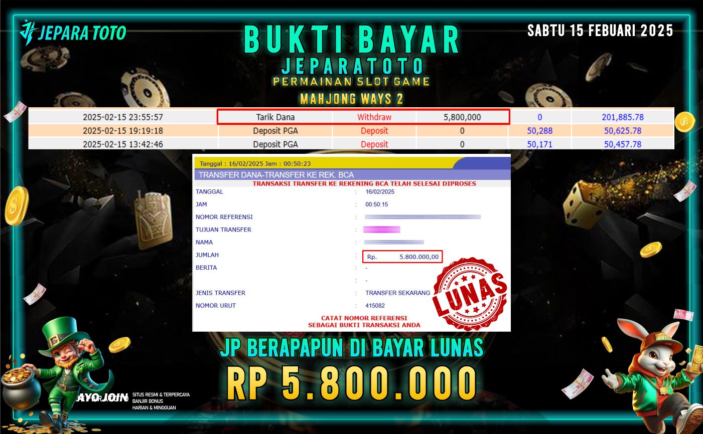 BUKTI KEMENANGAN SLOT MAHJONG WAYS 2 MEMBER JEPARATOTO