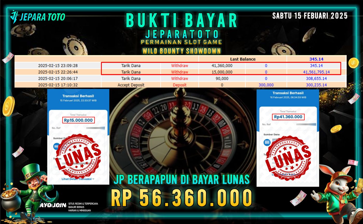 BUKTI KEMENANGAN SLOT WILD BOUNTY SHOWDOWN MEMBER JEPARATOTO