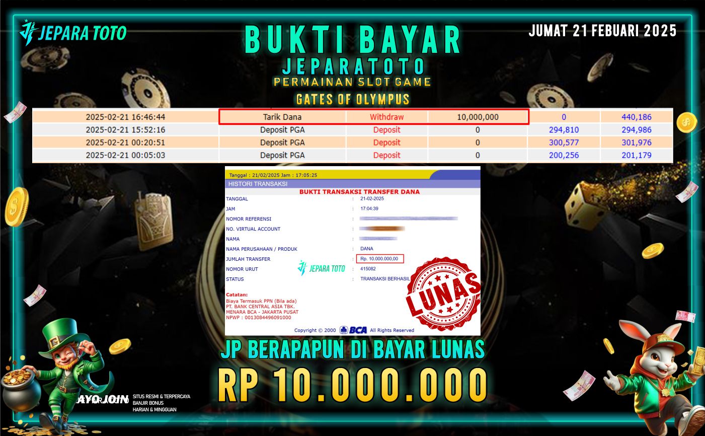 BUKTI KEMENANGAN SLOT GAME GATE OF OLYMPUS MEMBER JEPARATOTO