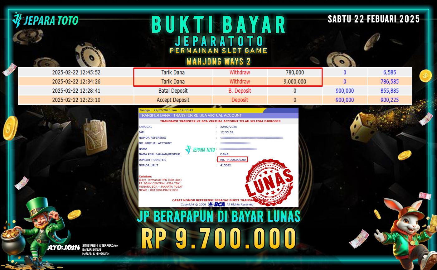 BUKTI KEMENANGAN SLOT GAME MAHJONG WAYS 2 MEMBER JEPARATOTO