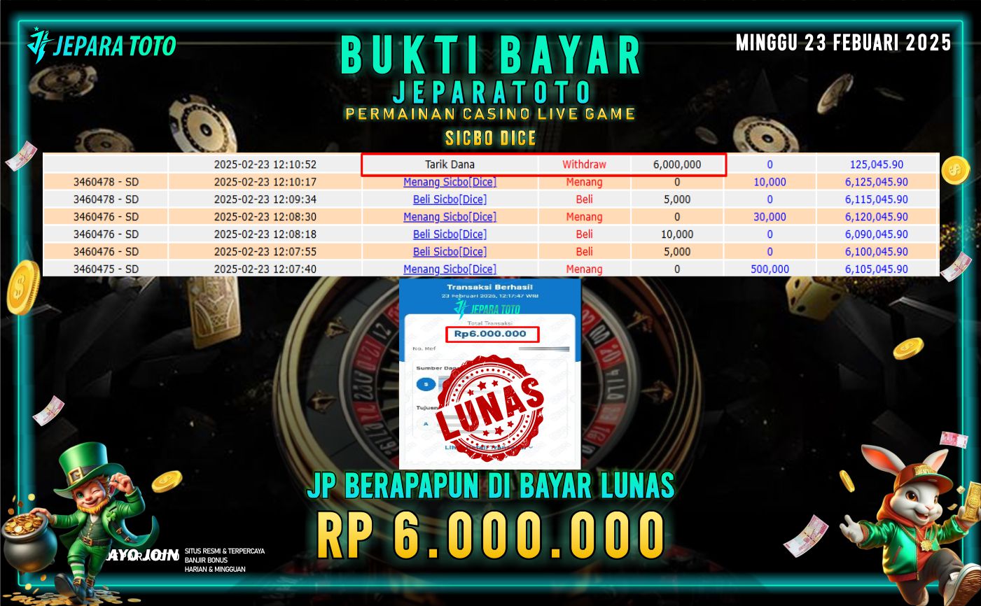 UKTI KEMENANGAN CASINO LIVE GAME SICBO DICE GAME MEMBER JEPARATOTO