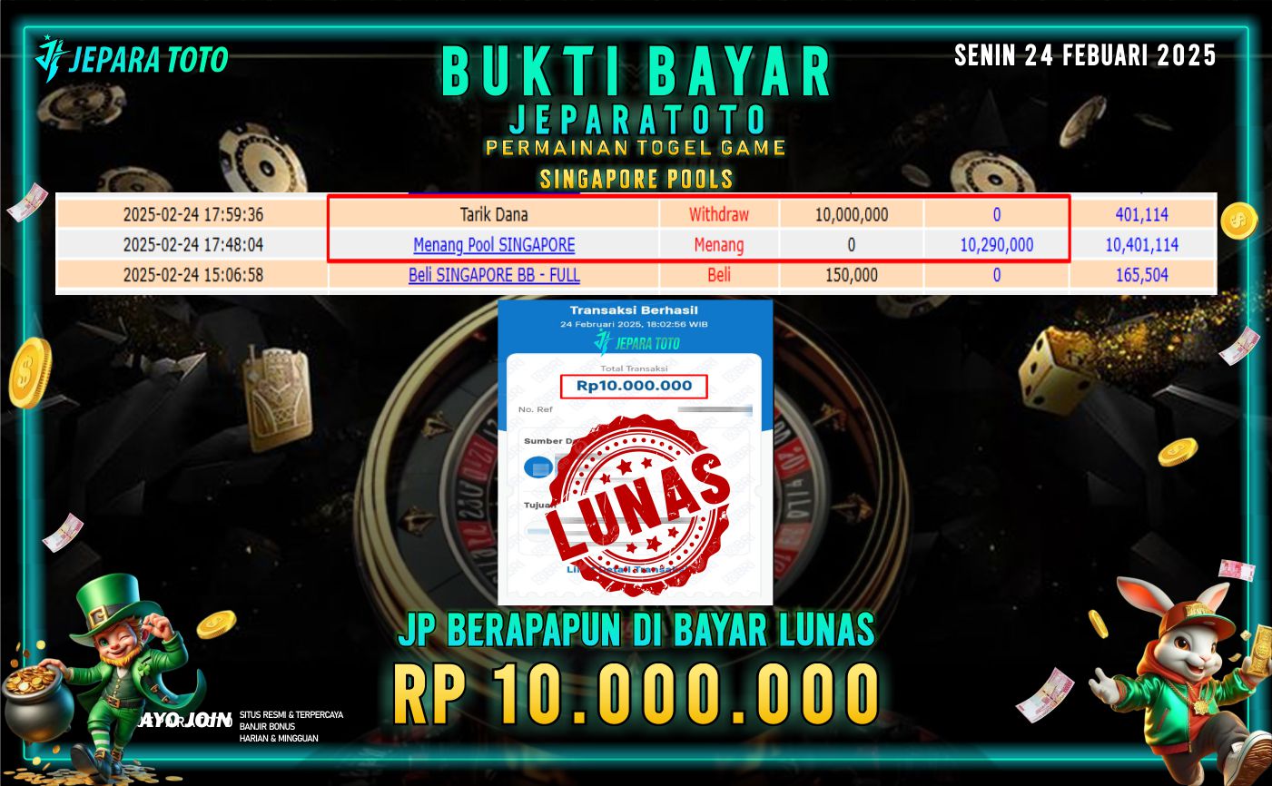 BUKTI KEMENANGAN TOGEL SINGAPORE POOLS MEMBER JEPARATOTO