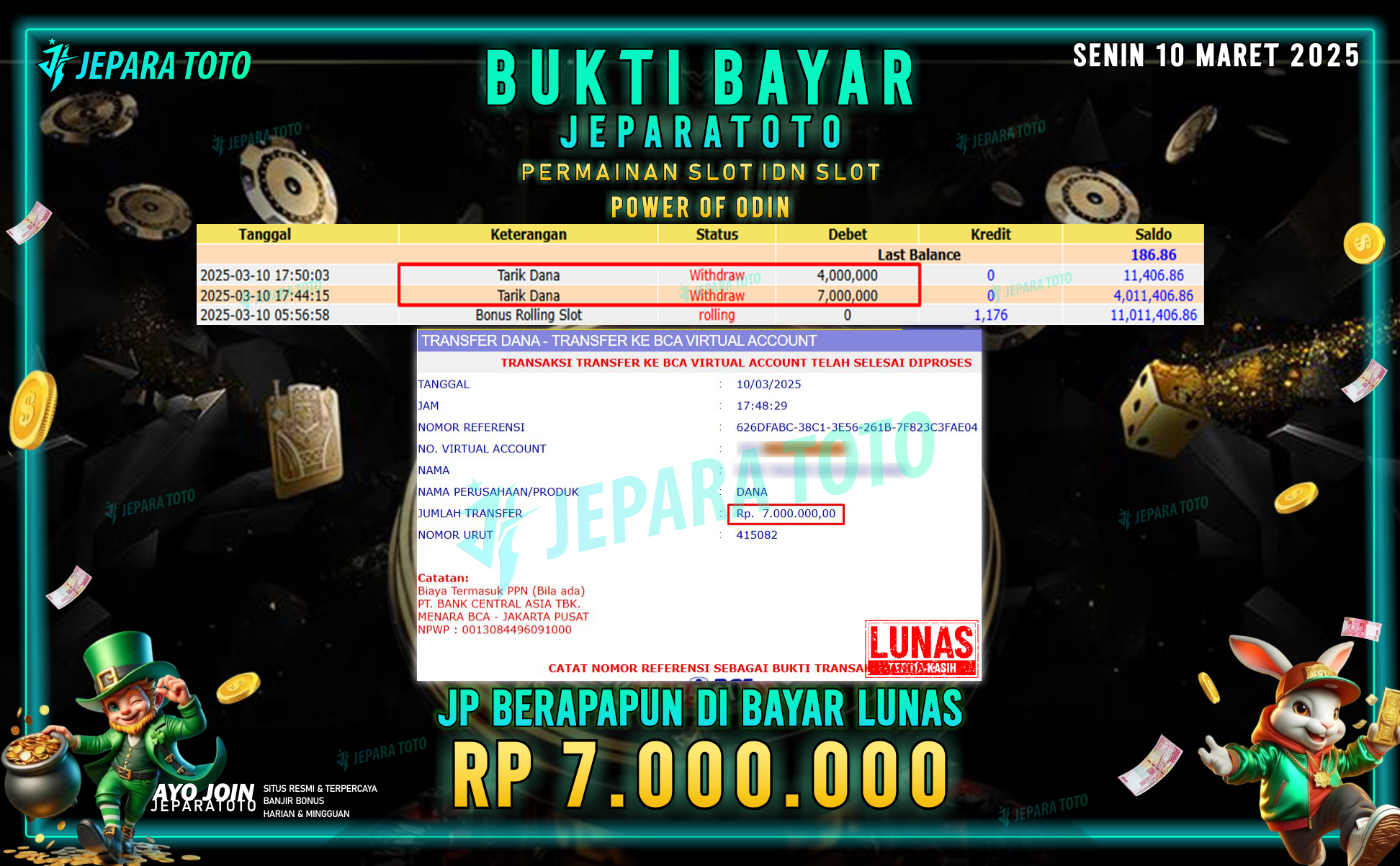 BUKTI KEMENANGAN MEMBER JEPARATOTO IDN SLOT | GAME POWER OF ODIN